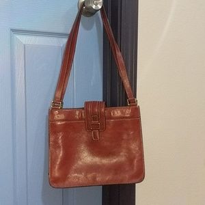 Fossil brown leather satchel purse bag